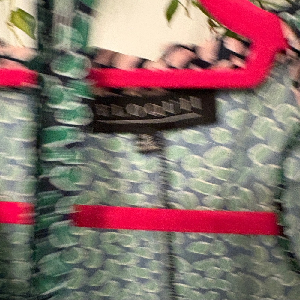 Eloquii Green and Pale Pink Ruffle Wrap Dress - Picture 5 of 5